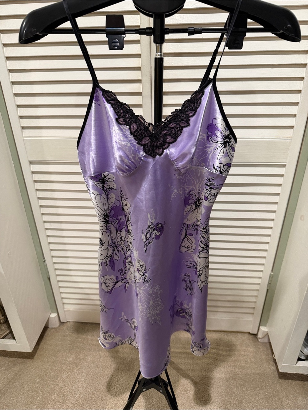 Apt 9 Satin Floral Lace-Trim Chemise - Lavender